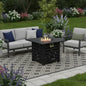 50000 BTU 32" Black Steel Propane Rectangular Fire Pit With Cover