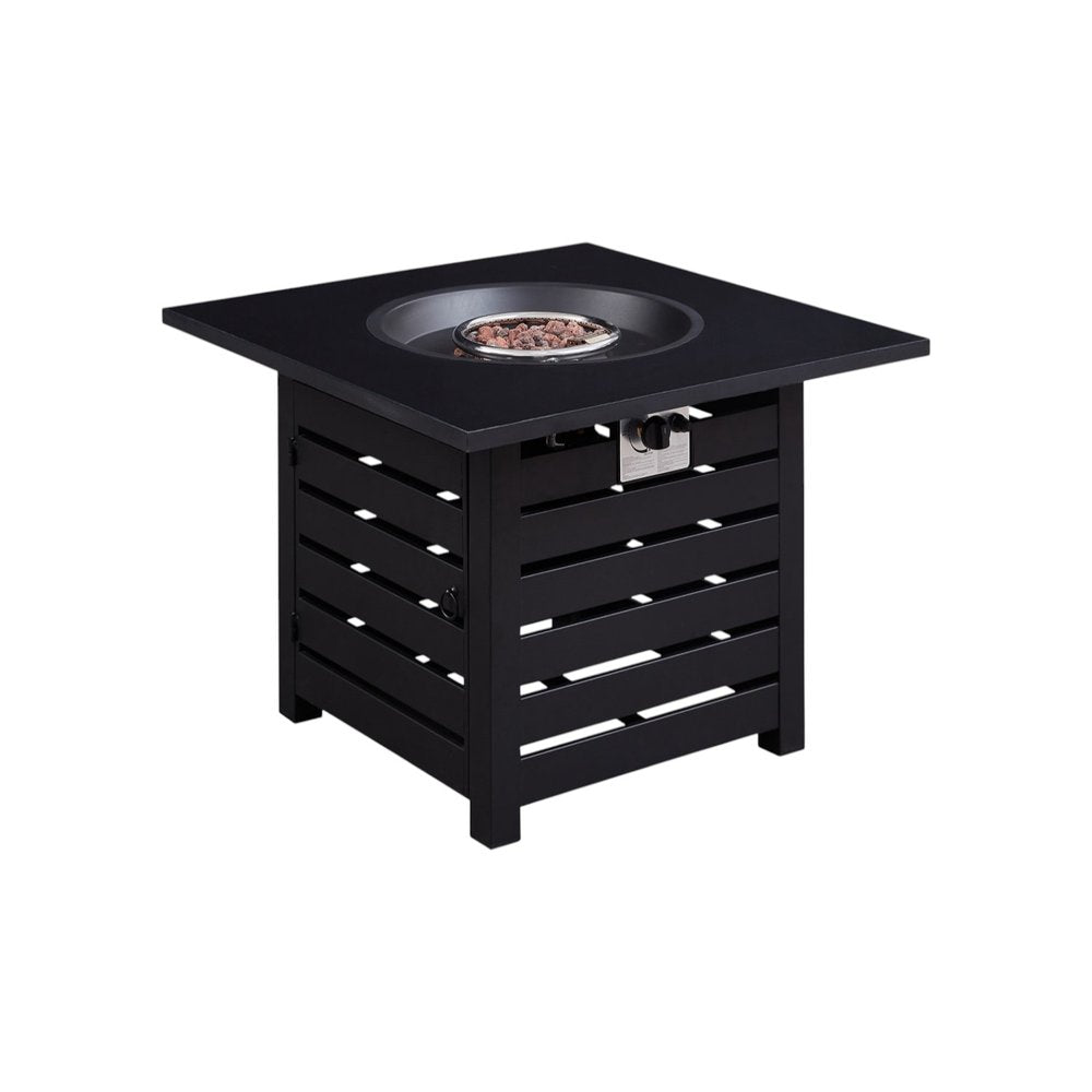 50000 BTU 32" Black Steel Propane Rectangular Fire Pit With Cover