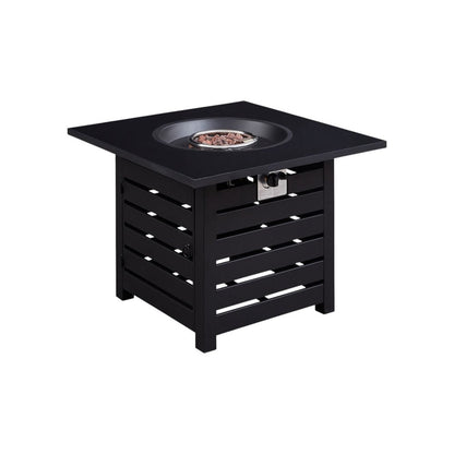 50000 BTU 32" Black Steel Propane Rectangular Fire Pit With Cover