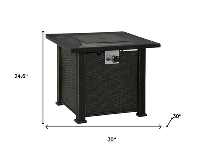 50000 BTU 30" Black Steel Propane Rectangular Fire Pit With Cover