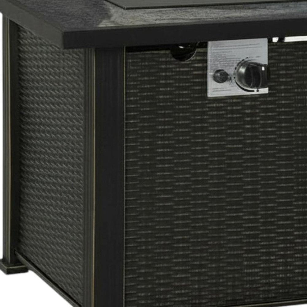 50000 BTU 30" Black Steel Propane Rectangular Fire Pit With Cover