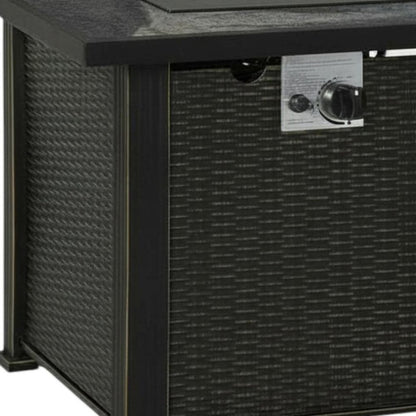 50000 BTU 30" Black Steel Propane Rectangular Fire Pit With Cover