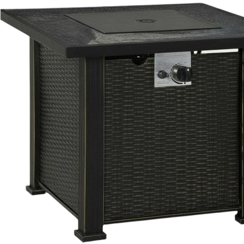 50000 BTU 30" Black Steel Propane Rectangular Fire Pit With Cover