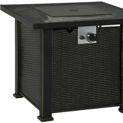 50000 BTU 30" Black Steel Propane Rectangular Fire Pit With Cover