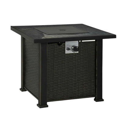 50000 BTU 30" Black Steel Propane Rectangular Fire Pit With Cover