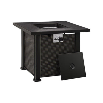 50000 BTU 30" Black Steel Propane Rectangular Fire Pit With Cover