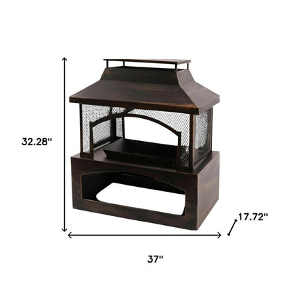 50000 BTU 37" Brown Steel Wood Burning Rectangular Fire Pit With Cover