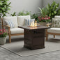 50000 BTU 27" Brown Steel Propane Square Fire Pit Table With Cover