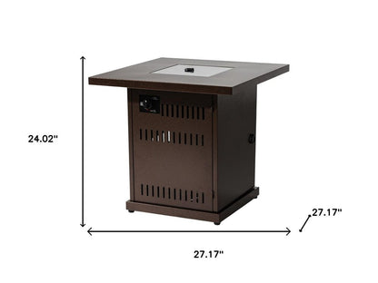 50000 BTU 27" Brown Steel Propane Square Fire Pit Table With Cover