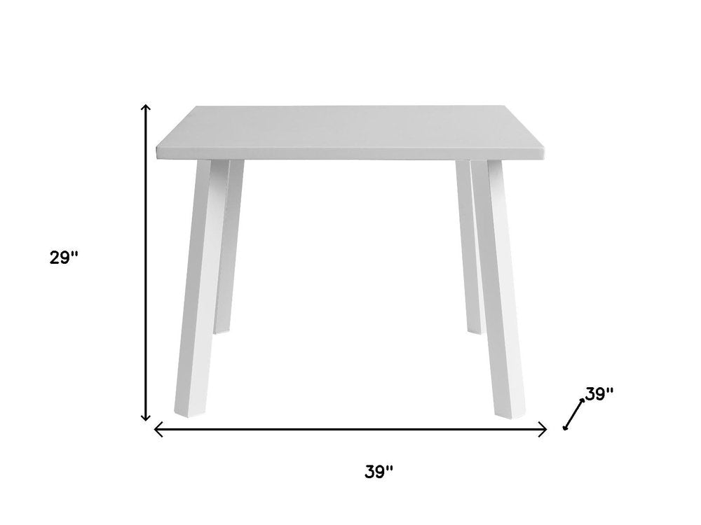 39" White Aluminum Square Outdoor Dining Table