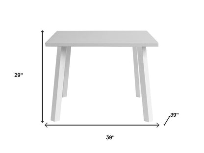 39" White Aluminum Square Outdoor Dining Table