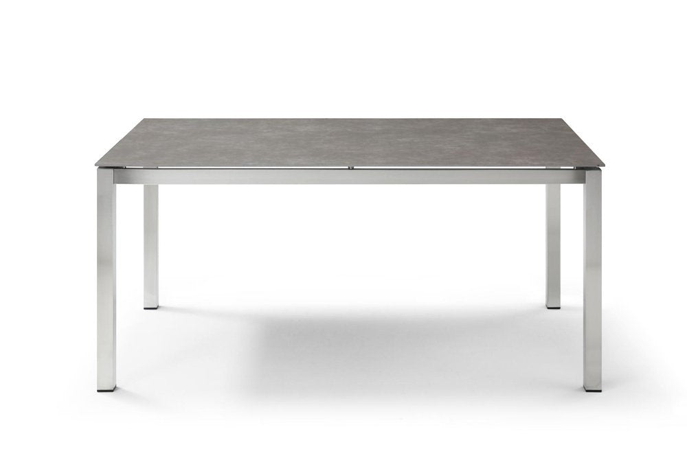63" Dark Gray and Silver Ceramic Glass and Stainless Steel Outdoor Dining Table