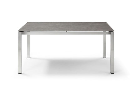 63" Dark Gray and Silver Ceramic Glass and Stainless Steel Outdoor Dining Table