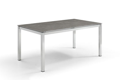 63" Dark Gray and Silver Ceramic Glass and Stainless Steel Outdoor Dining Table