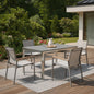 63" Dark Gray and Silver Ceramic Glass and Stainless Steel Outdoor Dining Table