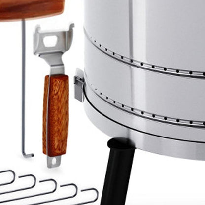 29" X 18" Silver Stainless Steel Portable Barrel Smoker Grill Combo