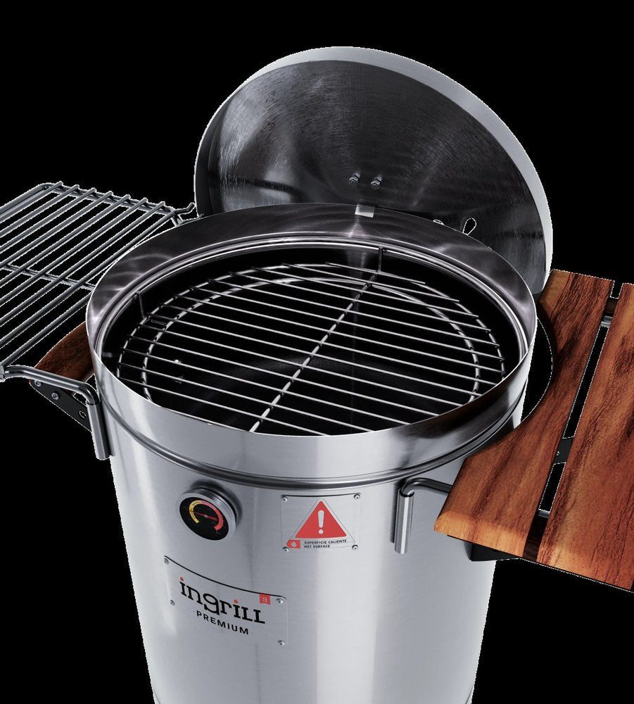 29" X 18" Silver Stainless Steel Portable Barrel Smoker Grill Combo