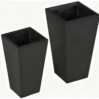 Set of Two Black Magnesium Oxide Rectangular Planter Box