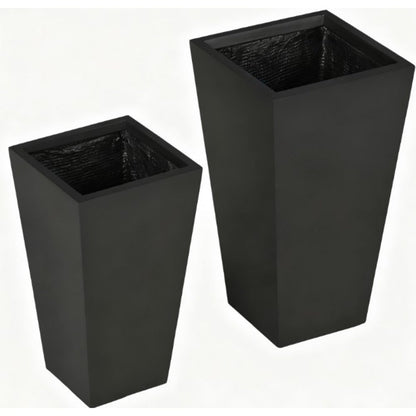 Set of Two Black Magnesium Oxide Rectangular Planter Box
