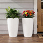 Set of Two White Recycled Plastic Round Self Watering Planter Box