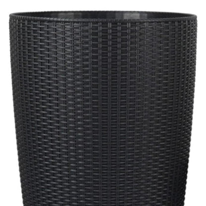 Set of Two Black Recycled Plastic Round Self Watering Planter Box