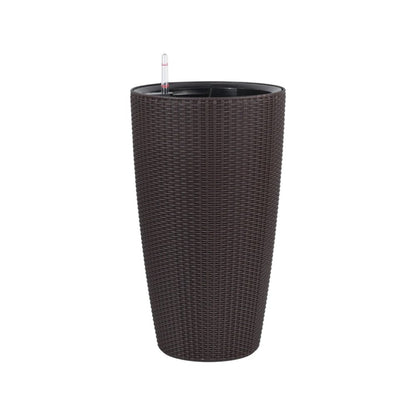 Set of Two Brown Recycled Plastic Round Self Watering Planter Box