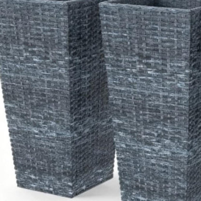 Set of Three Light Gray Recycled Plastic Rectangular Planter Box