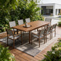 Nine Piece Brown Metal Dining Set with Eight Chairs