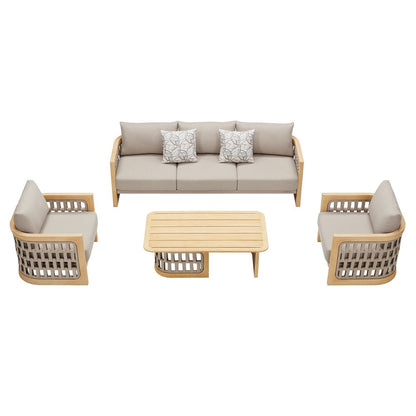 Four Piece Almond Outdoor Patio Set With Table
