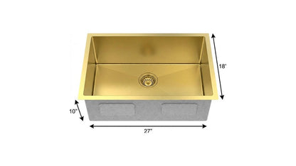 10" X 27" Gold Stainless Steel Undermount Kitchen Sink