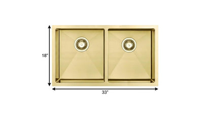 10" X 33" Gold Stainless Steel Undermount Kitchen Sink