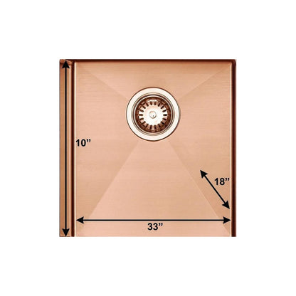 10" X 33" Gold Stainless Steel Undermount With Sink