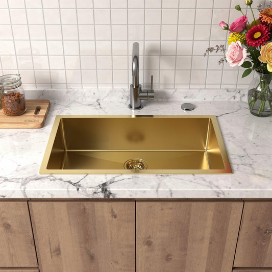 9" X 30" Gold Stainless Steel Undermount Kitchen Sink