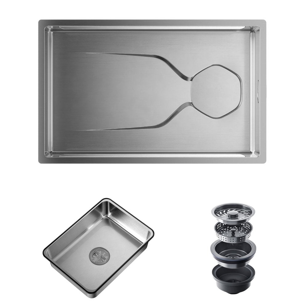 9" X 30" Silver Stainless Steel Undermount Kitchen Sink