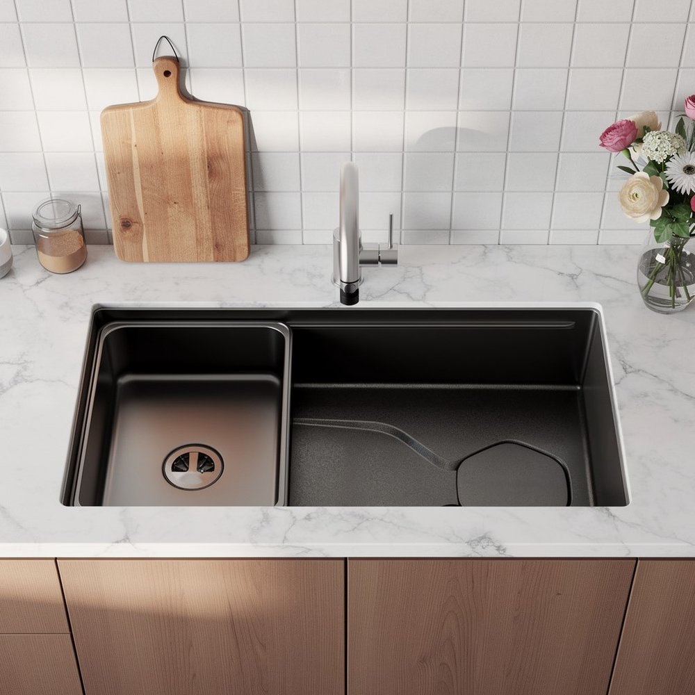 9" X 30" Black Stainless Steel Undermount Kitchen Sink
