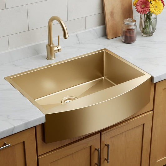10" X 33" Gold Stainless Steel Undermount Kitchen Sink