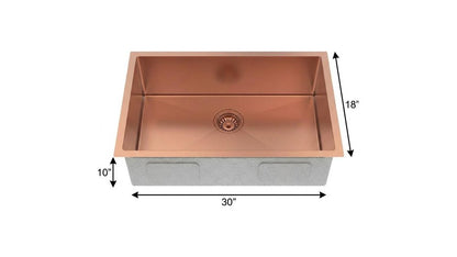 10" X 30" Gold Stainless Steel Undermount Kitchen Sink