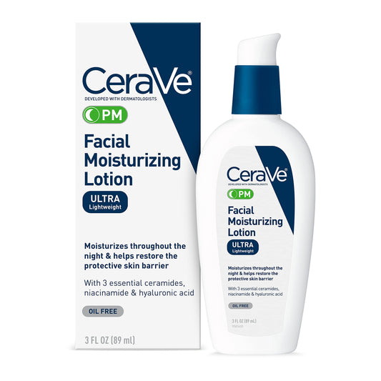 CeraVe pm moisturizing lotion with SPF 30 hyaluronic acid niacinamide 3 oz
