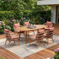 Seven Piece Brown Oval Solid Wood Dining Set with Six Chairs