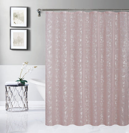 72" Blush And Silver Abstract Shower Curtain