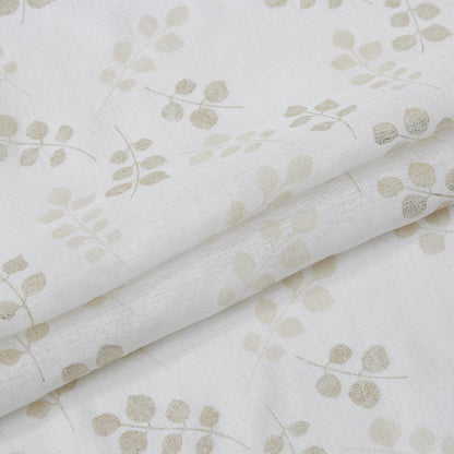72" White And Gold Floral Shower Curtain