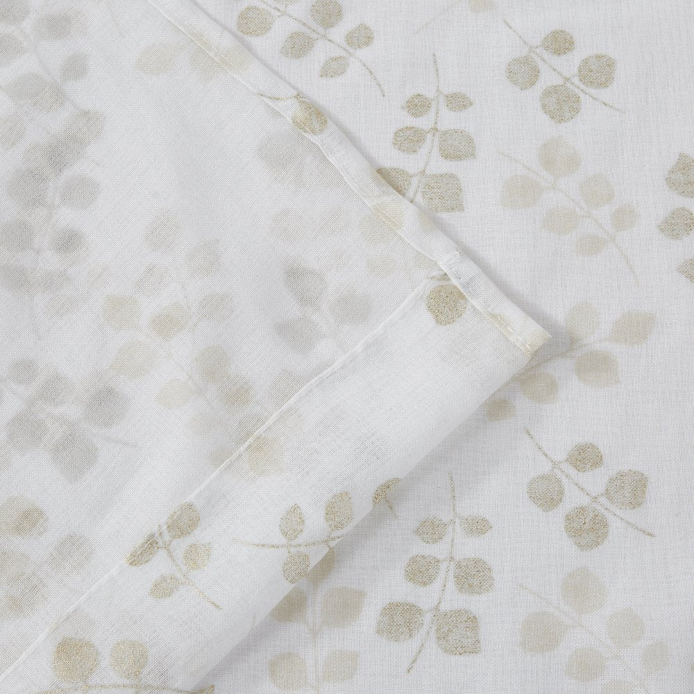 72" White And Gold Floral Shower Curtain