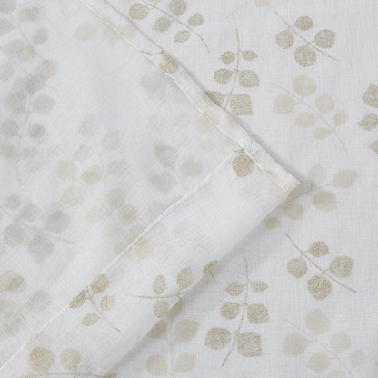 72" White And Gold Floral Shower Curtain