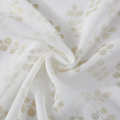 72" White And Gold Floral Shower Curtain