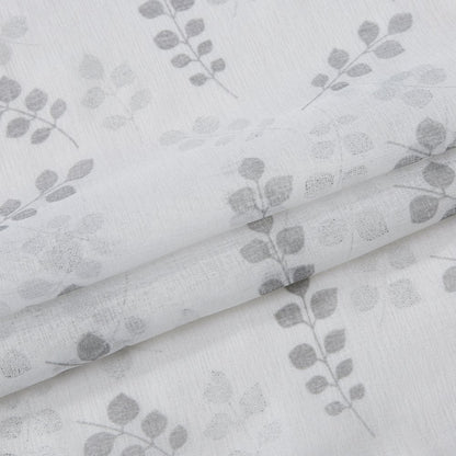 72" White And Silver Floral Shower Curtain