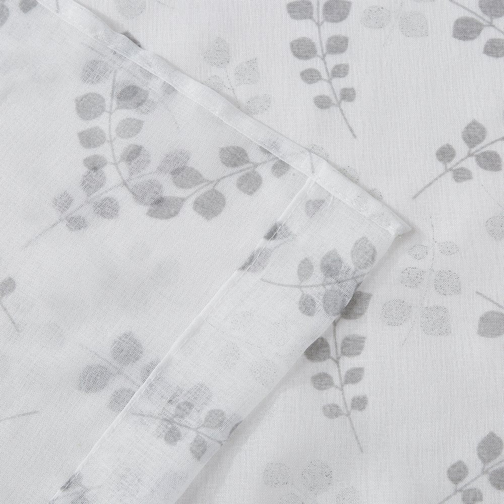 72" White And Silver Floral Shower Curtain