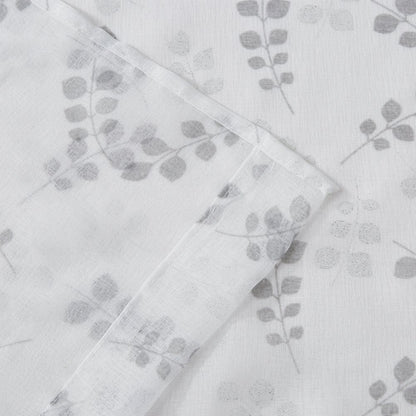 72" White And Silver Floral Shower Curtain