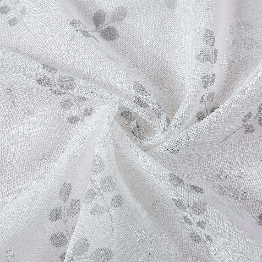 72" White And Silver Floral Shower Curtain