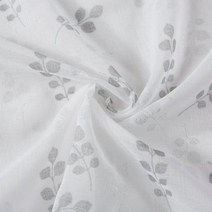 72" White And Silver Floral Shower Curtain