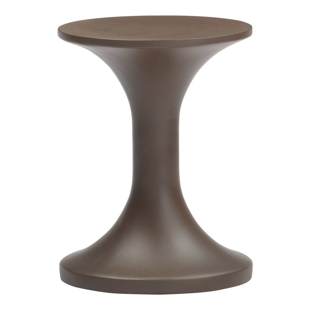 14" Dark Brown Faux Concrete Round Outdoor Side Table
